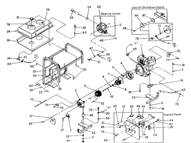 Generator Replacement Parts (10/95) Diagram and Parts List for 9579-1-3W796W  Briggs and Stratton Generator